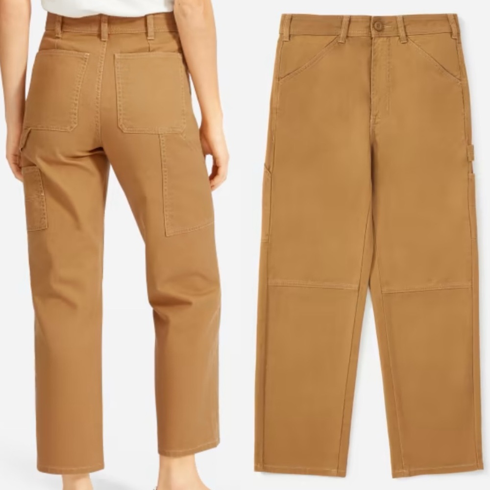 Everlane Carpenter Pant Golden Brown Tan Cotton Straight Leg High Rise Size 14